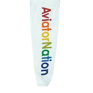 Girls size 12 Aviator Nation sweatpants.  White with emblem brand name rainbow